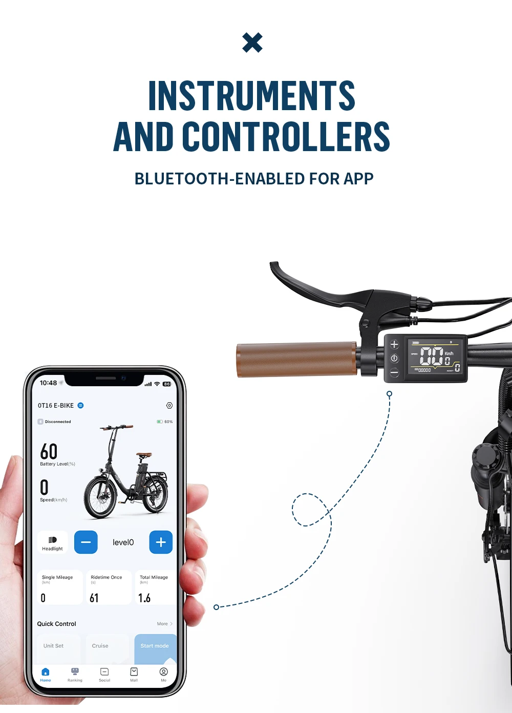 ONESPORT OT16-2 Erwachsenen Premium Edition Elektrofahrrad 250W Motor 48V 17Ah Akku, 20 Zoll Reifen Mechanische Scheibenbremsen – Detail 5