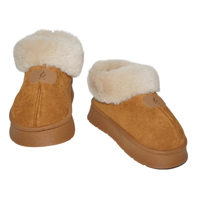 Thick Bottom Fluffy Fur Snow Boots Women Comfort Non Slip Thiken Plush Winte Boots Woman Slip On Warm Cotton Padded Shoes Female