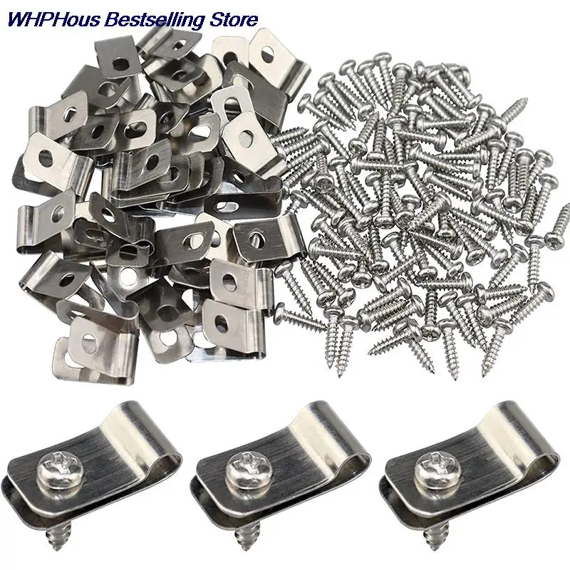 

100 Pcs Fence Wire Clamps & Screws, Agricultural Fencing Mounting Clips Clamp For Mount 12-16 Gauge Welded Wire To Wood