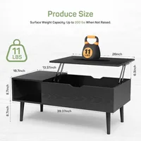 Coffee Table, Lift Top Coffee Tables  Small Modern Wooden Center Tables with Storage Shelf and Hidden Compartment 2