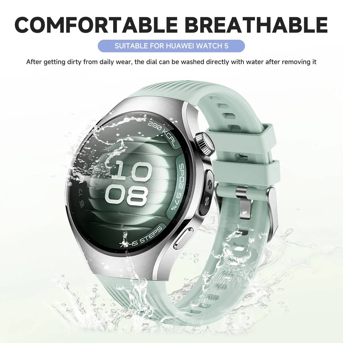 Silicone Wristband Strap for Smartwatch - Soft Replacement Band for Watch 5
