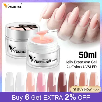50ml Venalisa TPO FREE Soak off Thick Jelly Gel UV Construction Gel Builder Extend 24 Color Camouflage Milky White Hard Nail Gel