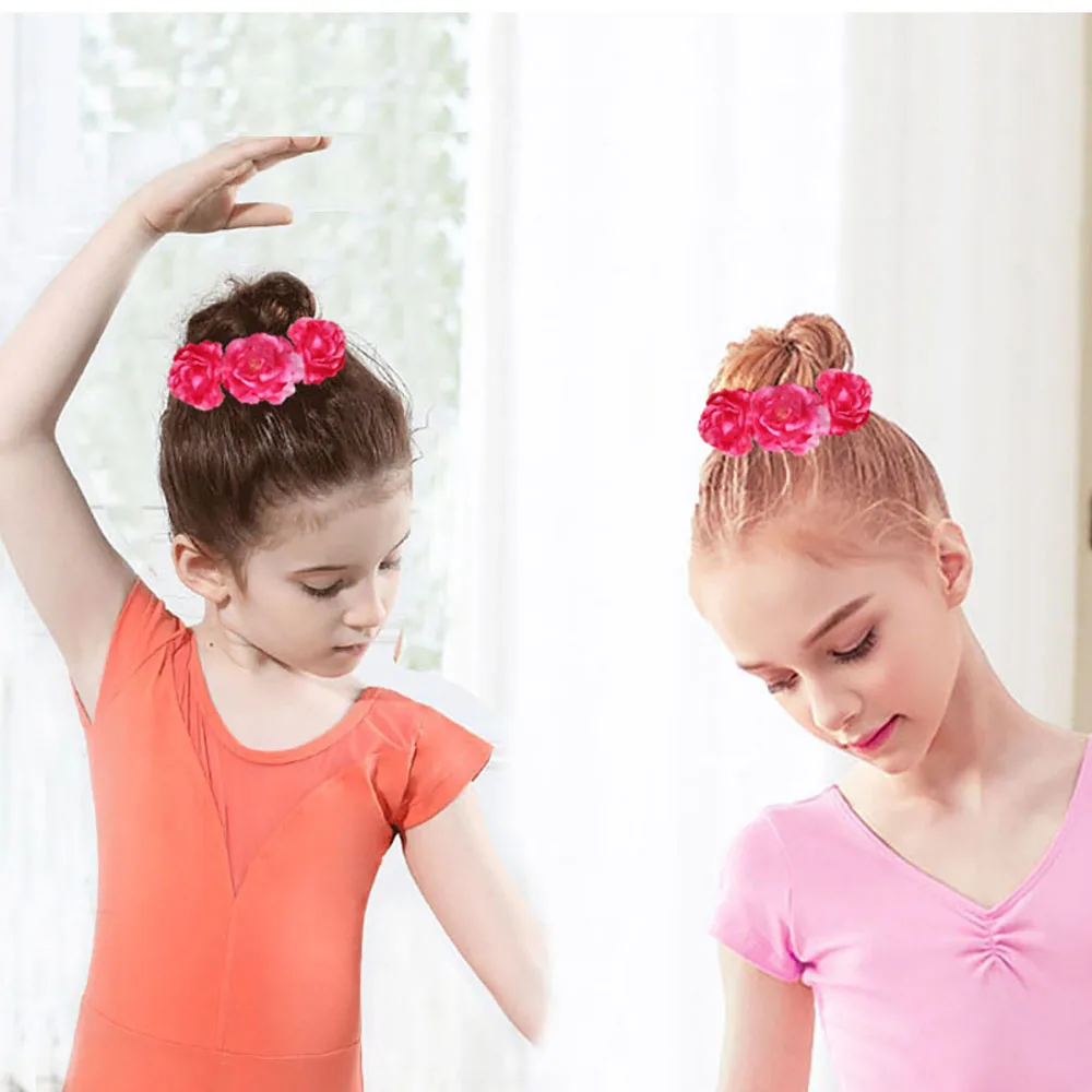 Pfingstrose Rose Blume Gummibänder Haarhalter Krawatte Gummi Stoff Kränze Kronen elastische Kranz Krone Hochzeit Girlande Stirnband – Detail 24