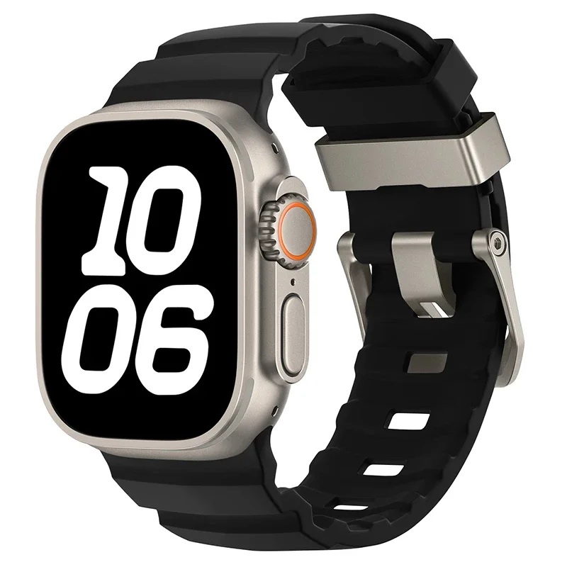 Sport Silicone and Titanium Metal Bracelet Strap