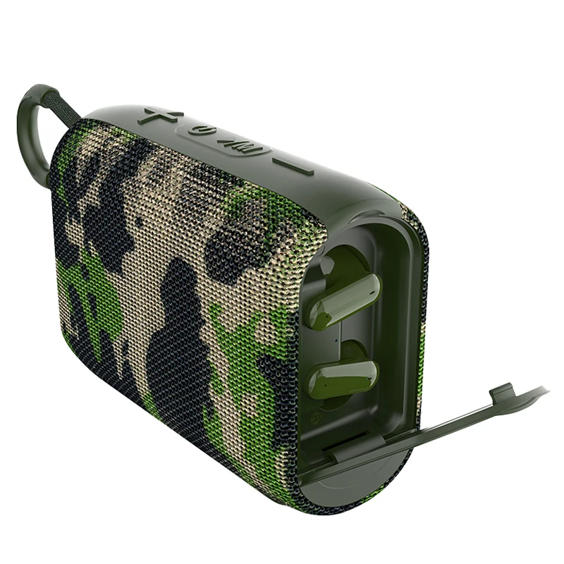 2 In 1 Bluetooth speaker & TWS earbuds Rockmia quality EBS-036 fabric mesh with handle