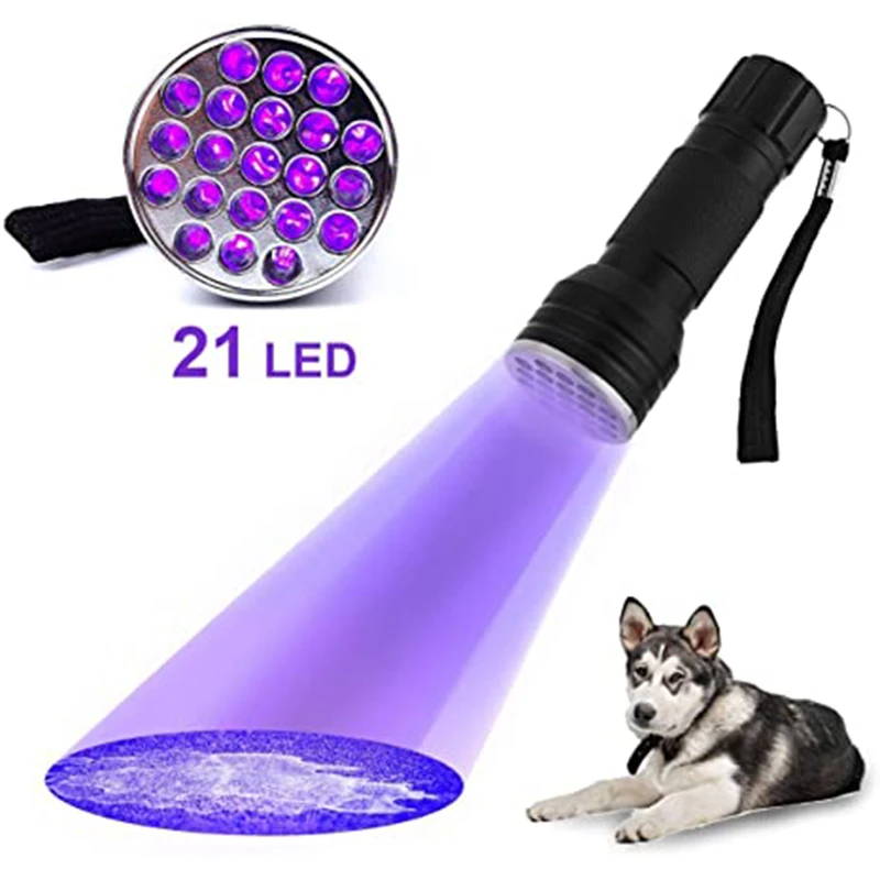 

Mini 21LED UV Flashlight Glue Curing Blacklight Ultraviolet Ink Dryer Money Fluorescer Detector UV Oil Curing Purple Light Torch