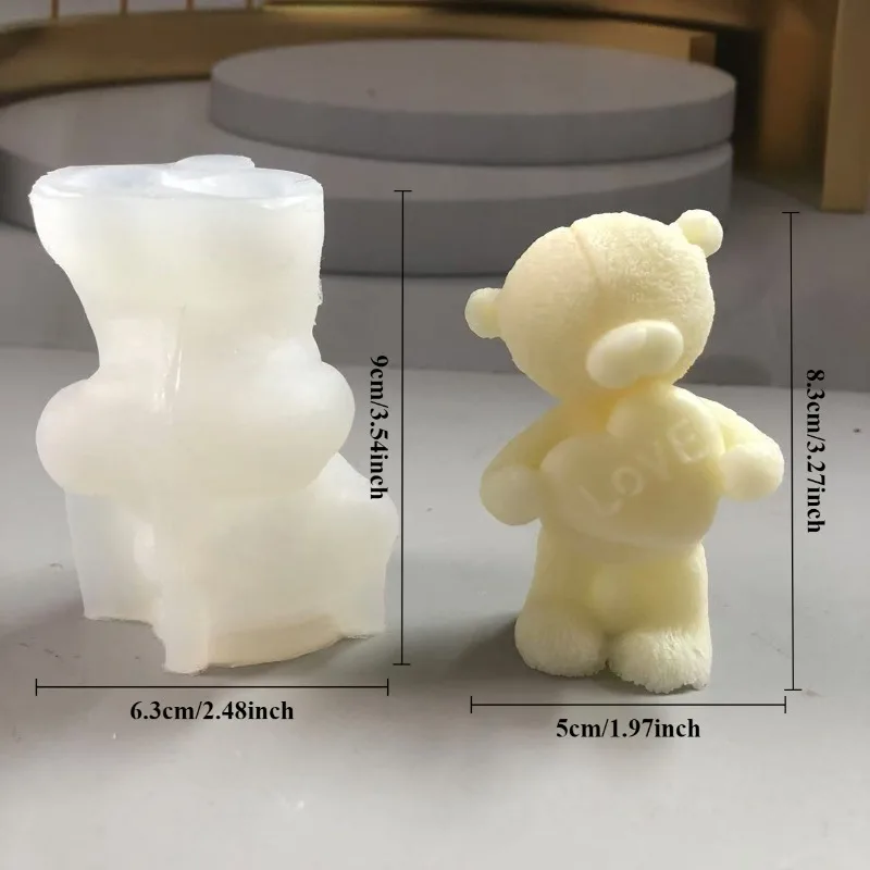 Silicone Mold Silicone Candle Mold Aromatherapy Candle Mold Silicone Candle Molds Candle Mold Bear Hug Love Candle Silicone Mold 3D Bear Soap Plaster Crafts Resin Cement Clay Mold