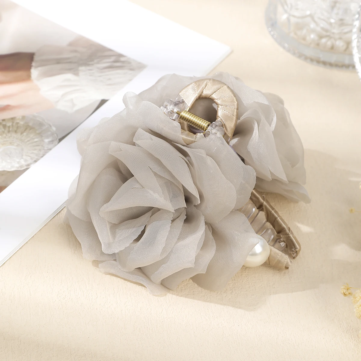 شبكة زهرة مشبك شعر السيدات أنيقة ذيل حصان الشعر ال...