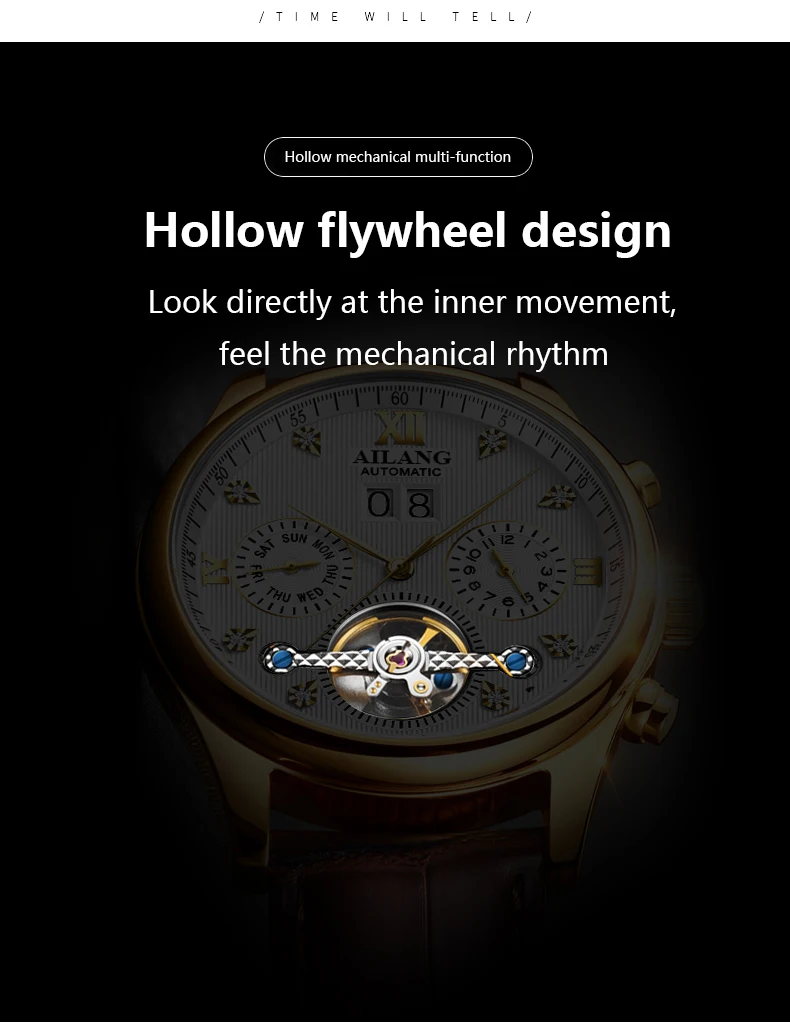 2022 neue AILANG Marke Tourbillon Leuchtende Wasserdichte Uhr männer Automatische Mechanische Uhr Skeleton Hand herren Uhr – Detail 8