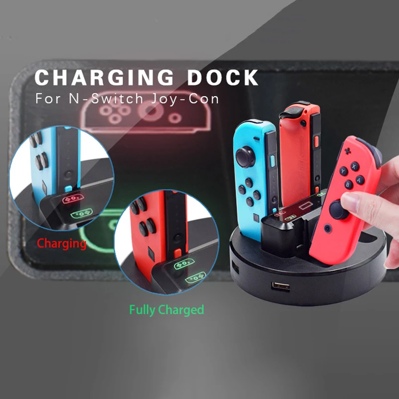 Portable Charger Dock Station Adapter For Nintendo Switch Controller Joycon Support 4 Joy-con Charging