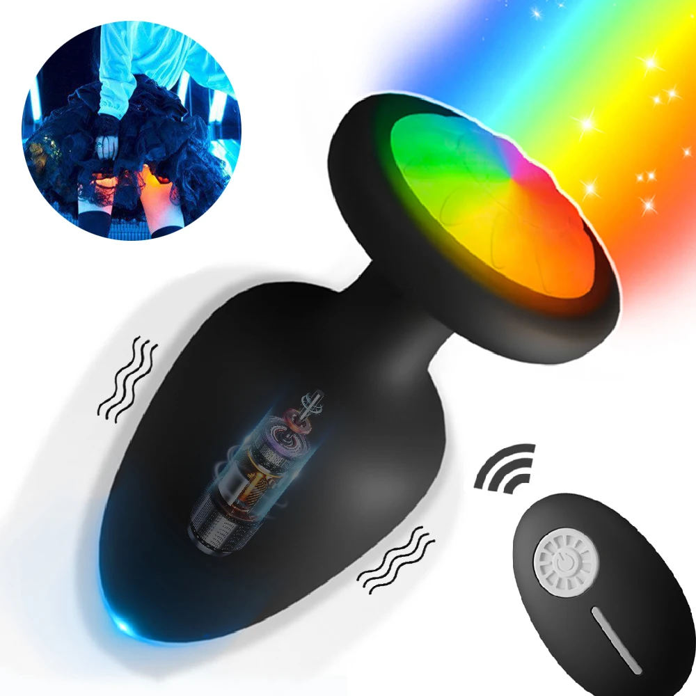 Plug Anal Vibrant Avec LED Et Télécommande - Multifréquence - Noir/multicolore - Neuf