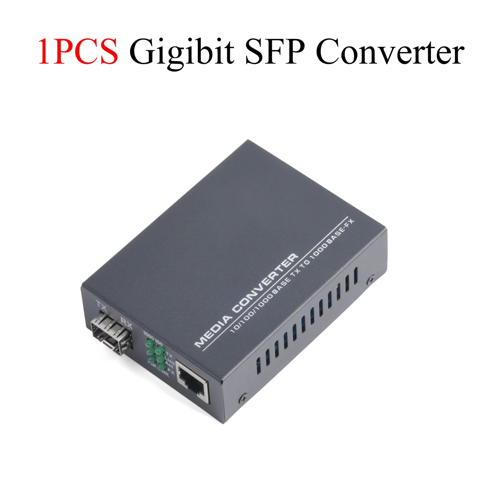 ממיר מדיה SFP ג'יגהביט 1 SFP ל-1 משדר-מקלט RJ45 10/100/1000M מתג סיב אופטי עם מודול 3KM/20KM LC/SC SFP