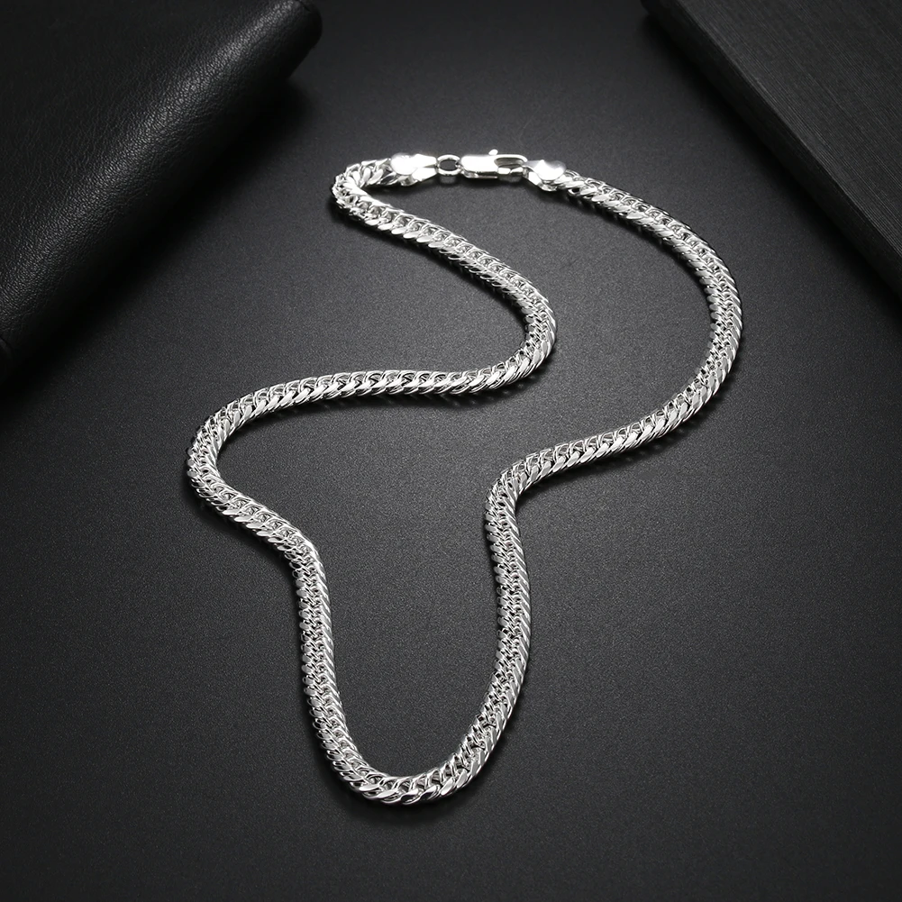 

Fine classic 6MM geometry chain 925 Sterling Silver Necklace for Men's Women Fashion noble Party wedding Jewelry Holiday gifts