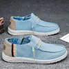 Spring Summer Blue Men's Casual Boat Shoes Lightweight Slip-on Driving Shoes Men Low-cut Breathable Canvas Men Shoes Loafers 1