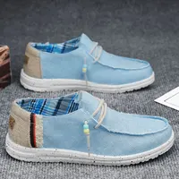 Spring Summer Blue Men's Casual Boat Shoes Lightweight Slip-on Driving Shoes Men Low-cut Breathable Canvas Men Shoes Loafers 1