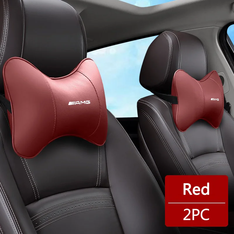 Car Headrest Neck Support Seat Soft Pillow Leather For Mercedes Benz W204 W205 W211 203 212 S G E GLE GLS CLA GLC AMG