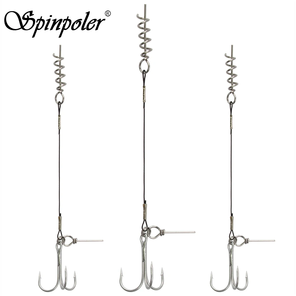 Montage pike fishing Spinpoler avec triple hameçon corkscrew pour leurres souples shad et softbaits