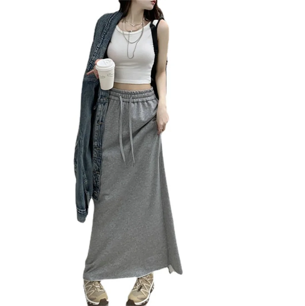2023 Korean Autumn Skirts Women Solid Fashion Simple Preppy Style Casual Daily Spring New All-match Students Ankle Length Skirts 3
