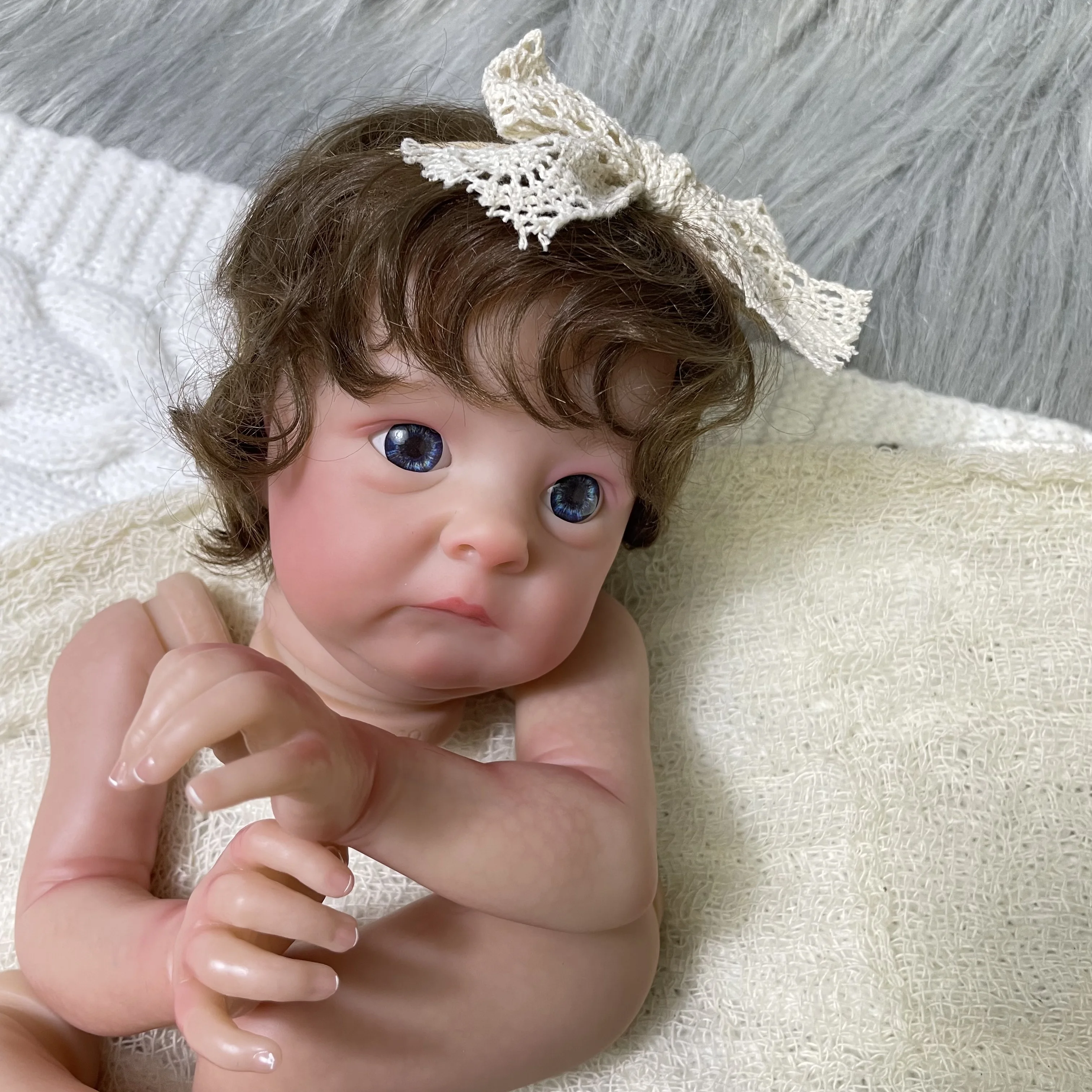 

16Inch Already Painted Reborn Doll Kit Tink Hand-rooted Hair Unassembled DIY Doll Parts With Cloth Body Toy Figure lol
