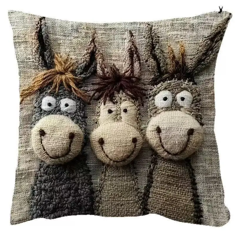 Niedlicher Alpaka-Kissenbezug 45*45cm - 1 Stück Weicher Kurzvelours 2D-Bedruckter Kissenbezug für Sofa, Auto, Kopfteil-Dekoration – Detail 20