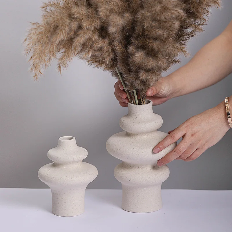 CAPRION Ceramic Vases Home Decor Nordic Room Modern Art Decoration Accessories Desktop Minimalism for Dried Flower Pampas Grass 4