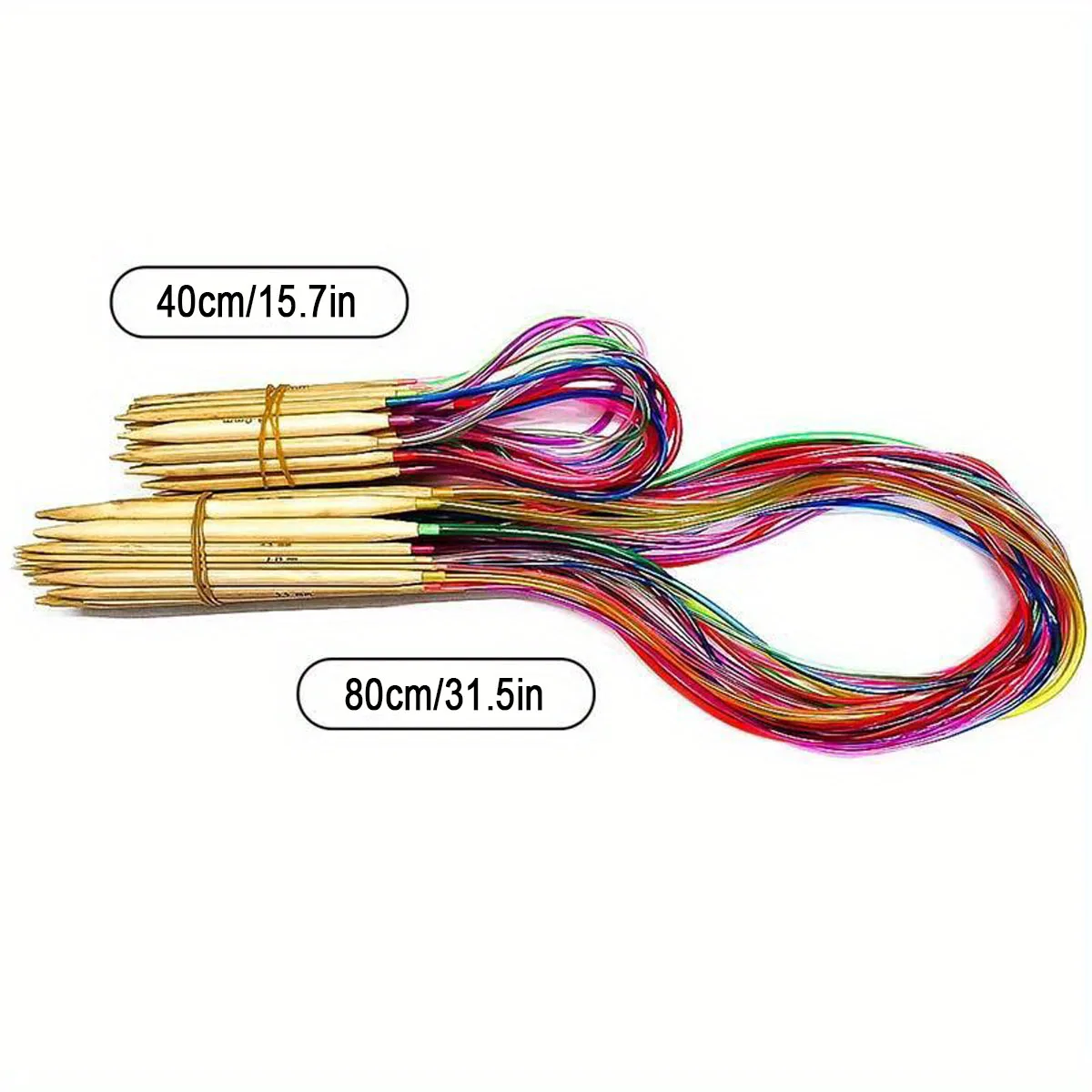 18Pcs/Set Circular Knitting Needles Bamboo Crochet Sewing Knitting Double Cusp Hooks Soft Tube Needle Craft Tools Set 40-120cm