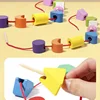 Montessori Wooden Toys Color Shape Matching Puzzle Game Box Colorful Beaded Color Cognition Educational Toys Gift For Children 4