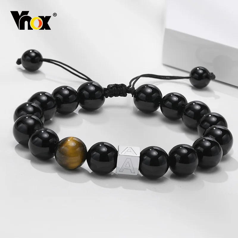 Женские и мужские браслеты с бусинами Vnox регулируемые повседневные украшения из