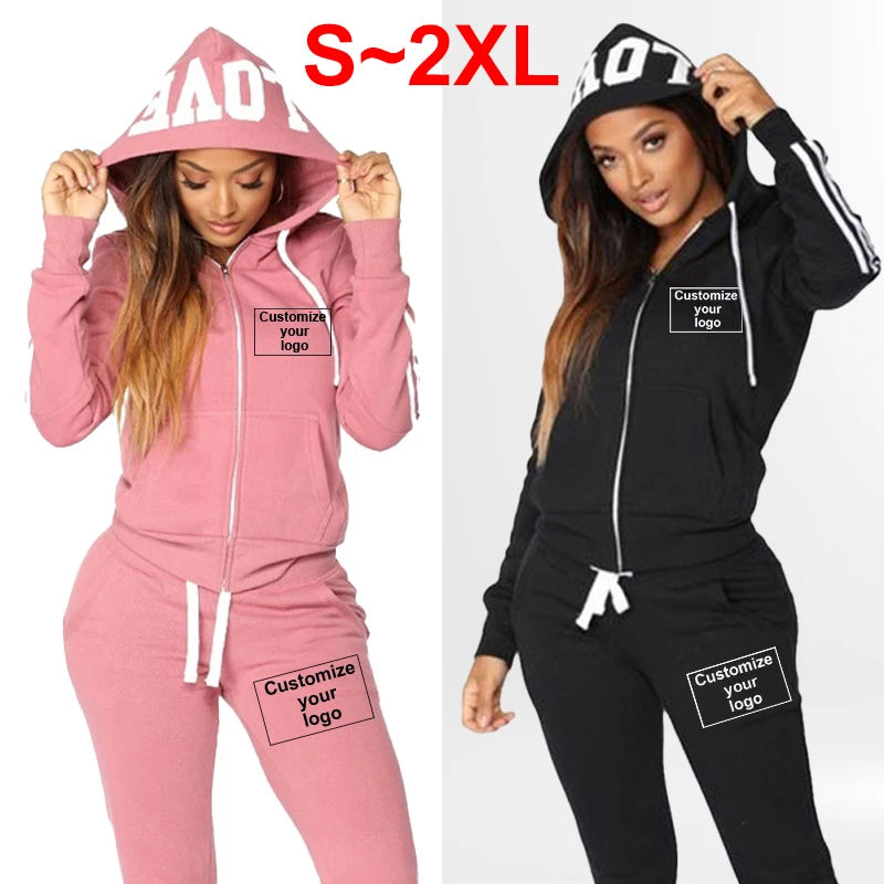 Women's striped sportswear two-piece casual long sleeved full zip hoodie+pants sportswear set striped letter sportswear set