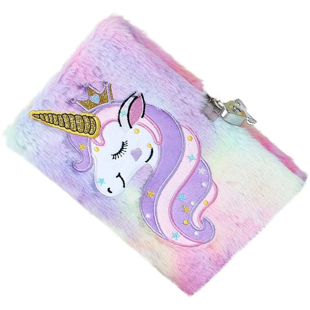 

Diary Lock Fluffy Notebook Writing Decorative Girl Gifts Key Lockable Paper Students Stationery Girls Child