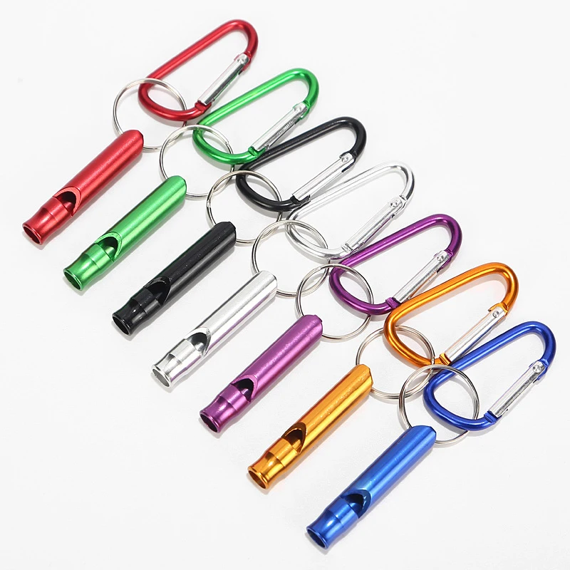 

Outdoor Tools Training Whistle Camping Hiking Aluminum Emergency Survival Whistle Portable Mountaineering Buckle Keychain