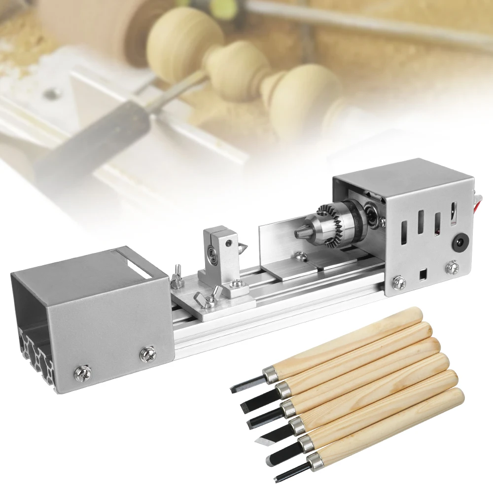 Wood Lathe Miniature Buddha Pearl Lathe Buddha Pearl Grinding Polishing Rotary Tool DIY Woodworking 12-24V Mini Wood Lathe Machine