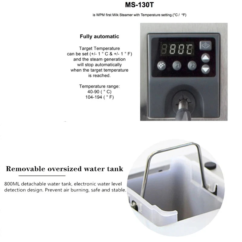 220V Commercial Milk Steamer With Temperature Setting Milk Foaming Machine Stainless Steel Milk Frother Machine 5