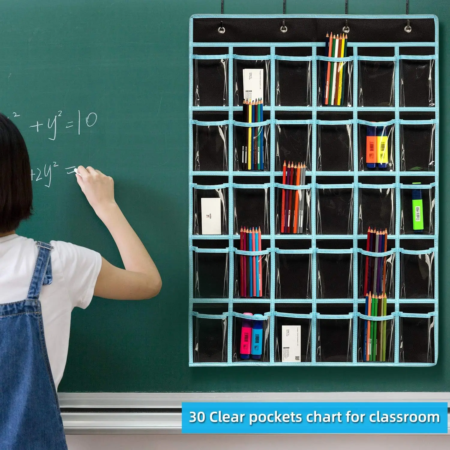 Pocket Hanging Cell Phone Organizer Storage Classroom Pocket Chart for Cellphone Calculator Holder 30 pocket chart organizer