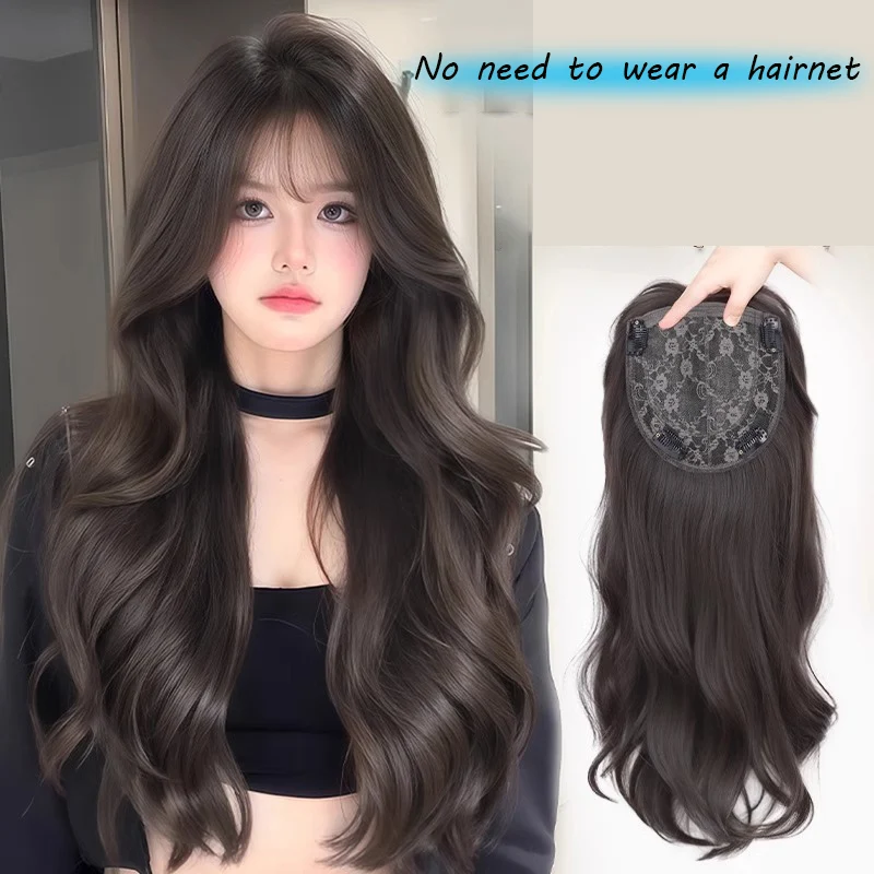 Synthetic long straight curly hair full head cover no need for hair net invisible and traceless wig extension patch For women