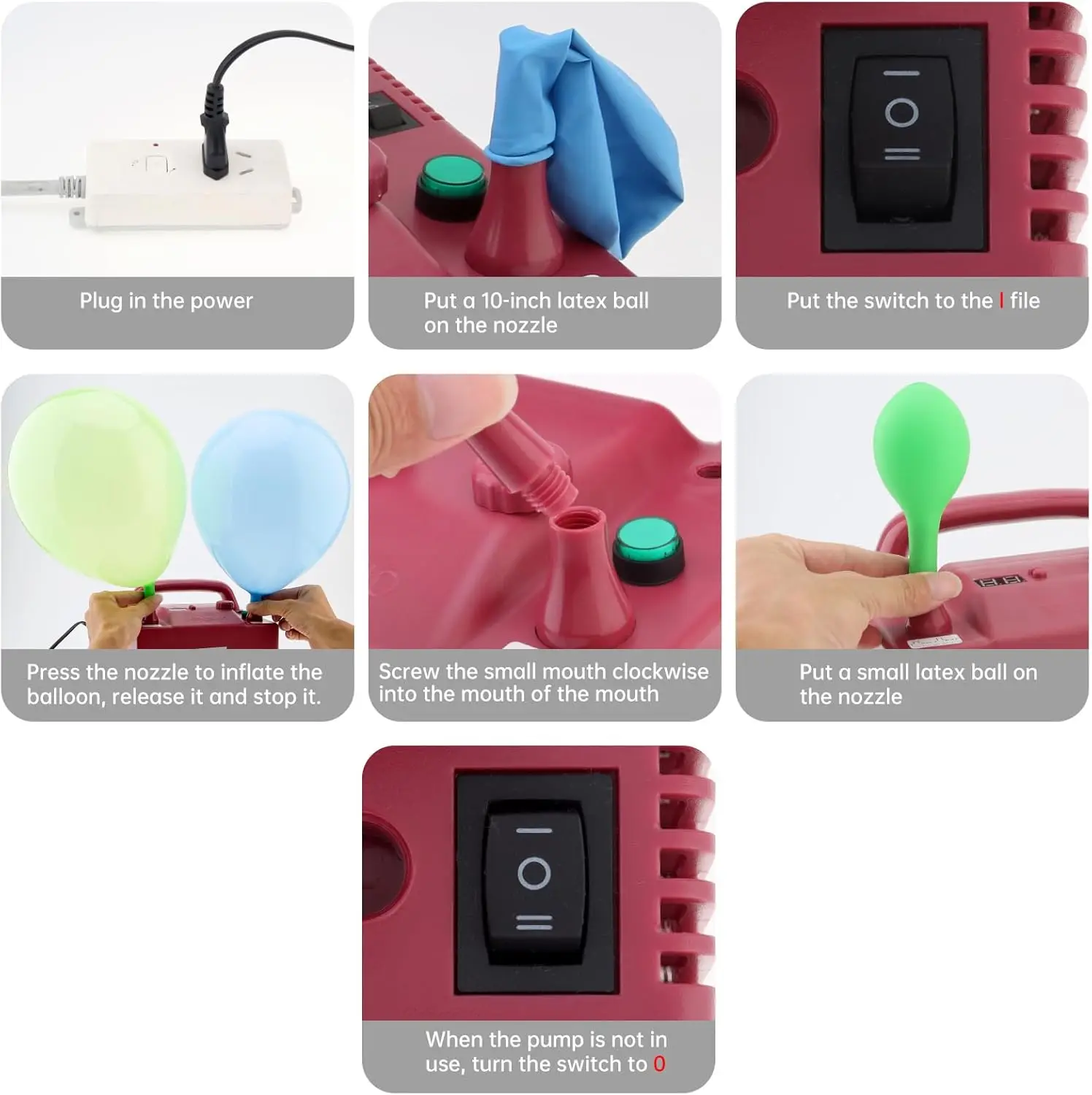 Portable Electric Balloon Blower Pump, Dual Nozzle Balloon Air Inflator, 110V 680W with 2 Inflation Nozzles for Decoration