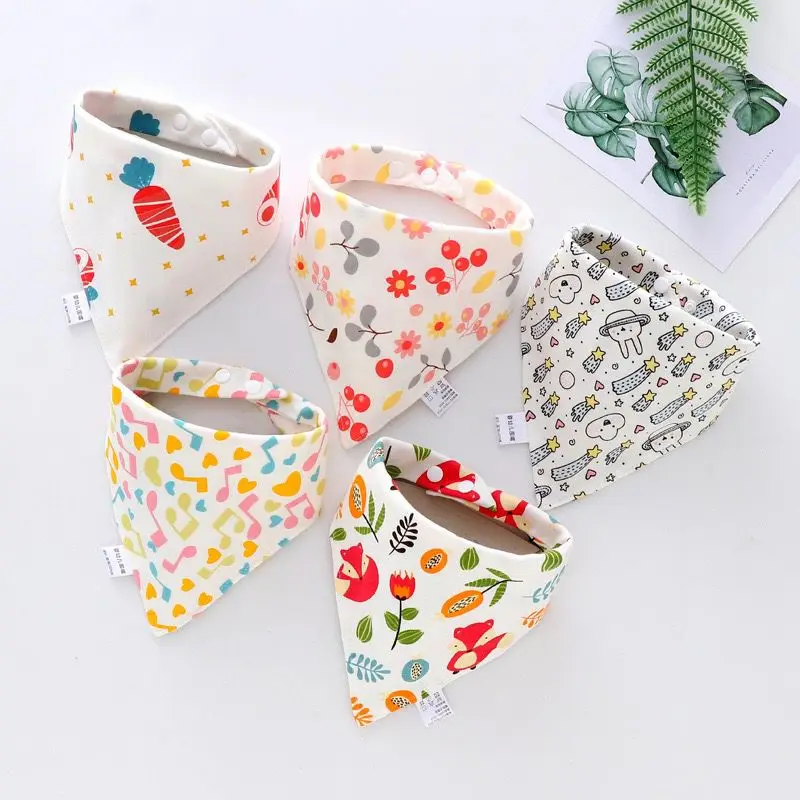 5Pcs baby bibs triangle newborn cotton bibs burb saliva towel baby feeding apron boys girls clothes kids children bandana feeding bib