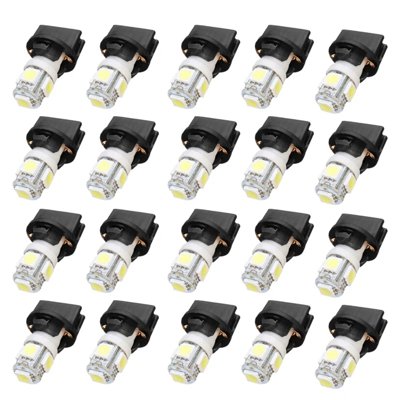 

20X T10 White 5050 194 LED Bulbs Instrument Gauge Cluster Dash Light With Socket