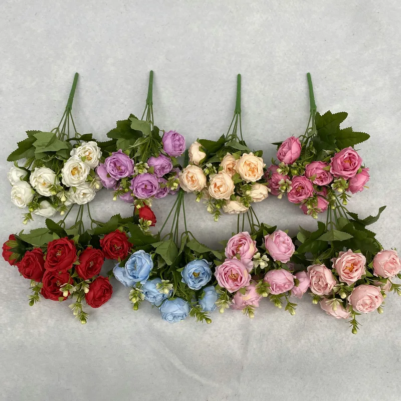 Elegant White Peony and Gypsophila Faux Flower Bouquet