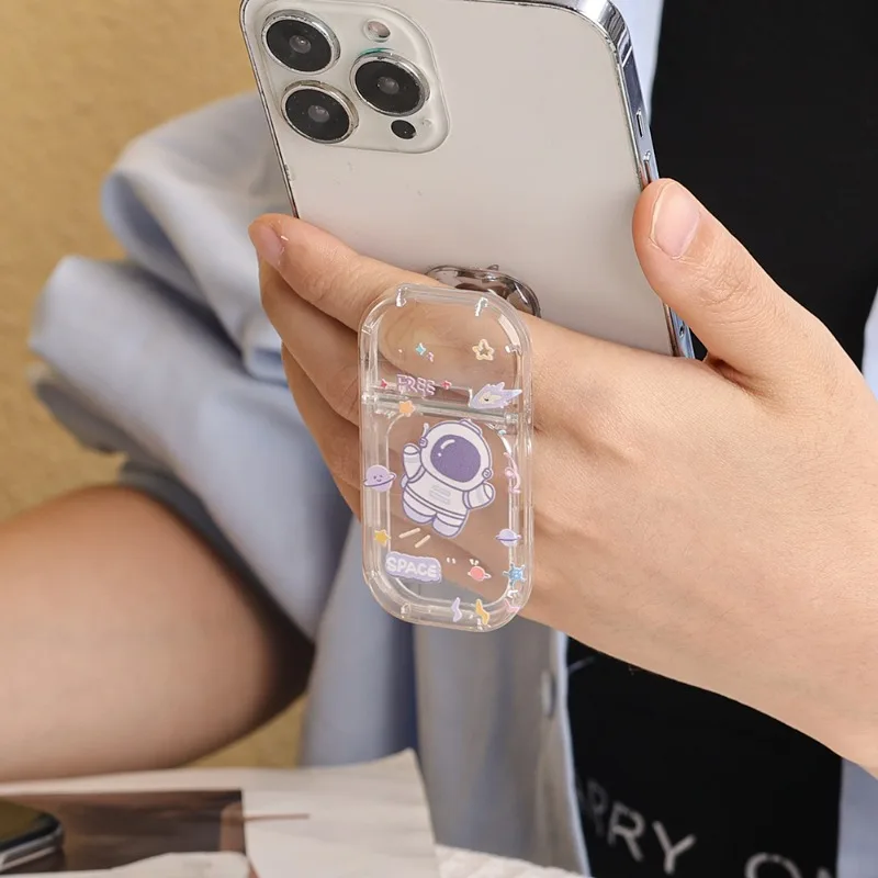 Acrylic Phone Stand Universal Retractable Phone Grip Holder Self-adhesive Phone Kichstand for Iphone Xiaomi Samsung Desk Bracket