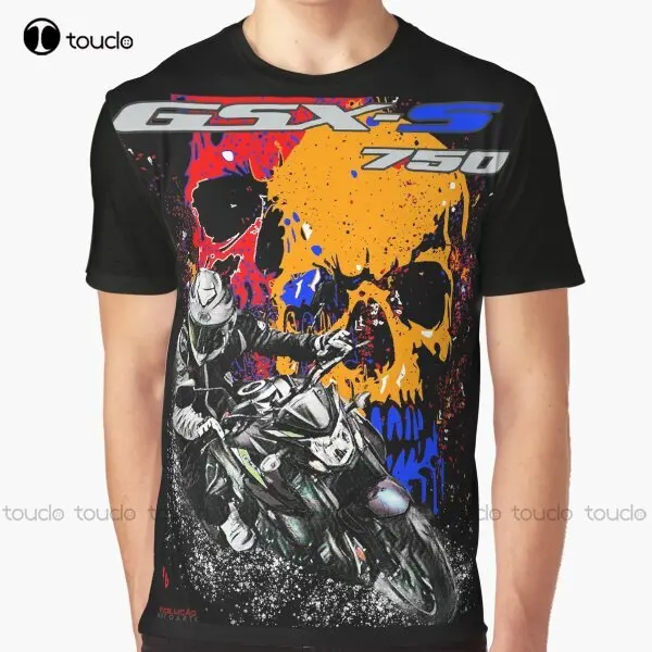 

Gsx-S 750 Skull Moto, Motorcycles Graphic T-Shirt Custom Aldult Teen Unisex Digital Printing Tee Shirts Fashion Tshirt Summer