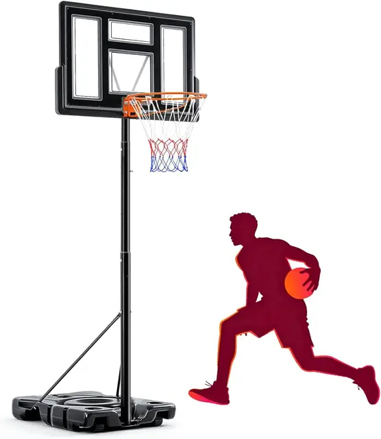 Adjustable Portable Basketball Hoop, 6.1-10ft, Shatterproof Backboard, Fillable Base for Pool/Backyard/Driveway