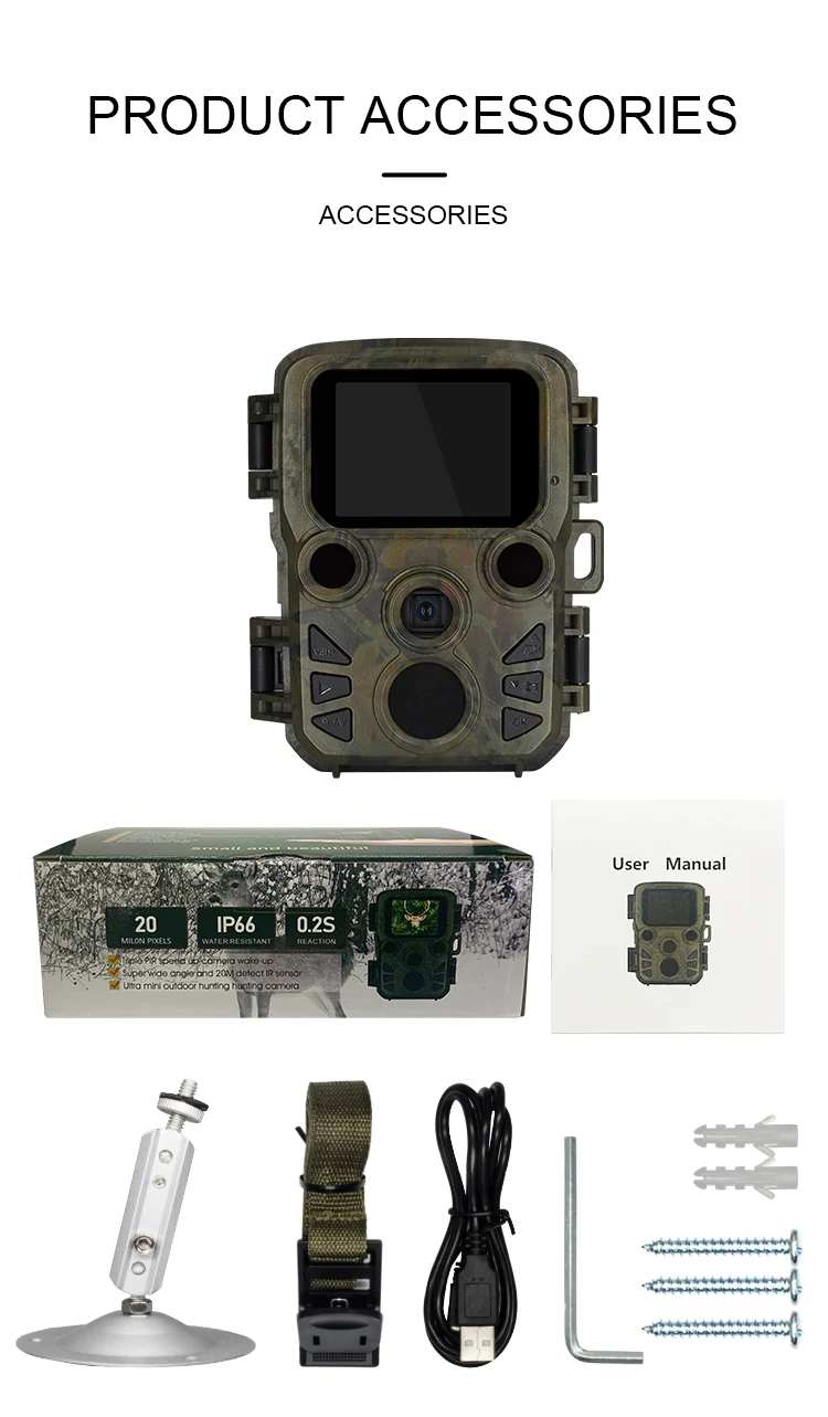 Mini Trail Camera, Wildlife Camera, 512GB Memory Card, Hunting Camera for Security, 4K, 20MP