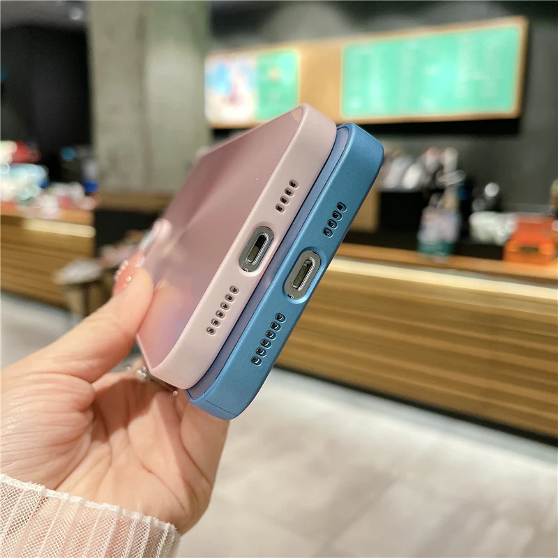 For iPhone 14 Pro Max Luxury Dazzling CD Lines Square Silicone Frame Phone Case For iPhone 11 12 13 14Plus Lens Protective Cover_voghion.com