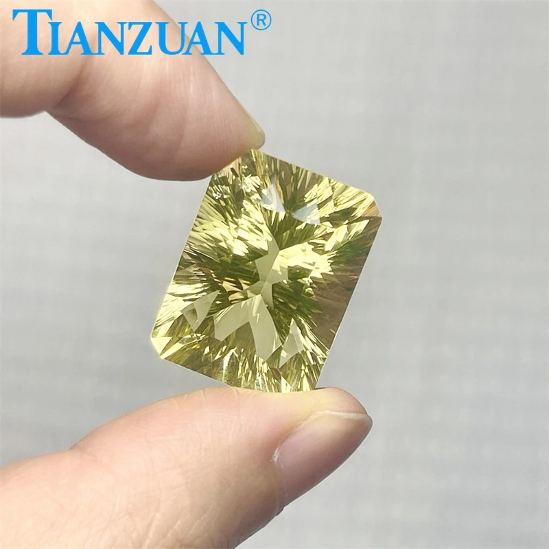 28.55ct Natural Citrine Greenish Yellow Color Octagonal Shape Brilliant Cut Loose Gem Stone with GRC Certified
