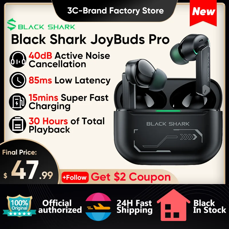 Black Shark JoyBuds Pro ANC TWS Earphones Gaming Earbuds Ultra low