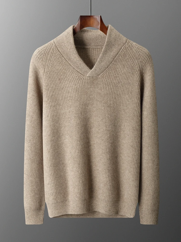Old Money Style Luxury Men's 100% Cashmere Sweater Autumn Winter Thick Warm Pullover Casual Smart Jumpers Soft Knitwear Top 2