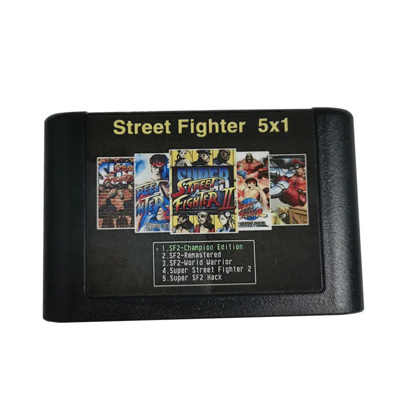 Street Fighter 5IN1 16 BIT MD Game Card For Sega Mega Drive For Sega Genesis and for original console Shooting