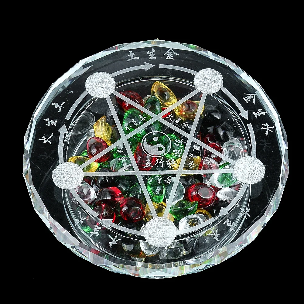 1 Set Glas Kristall Fünf Elemente Transfer Array Home Office Feng Shui Ornamente Barren Dekorative Zubehör Artefakt Liefert