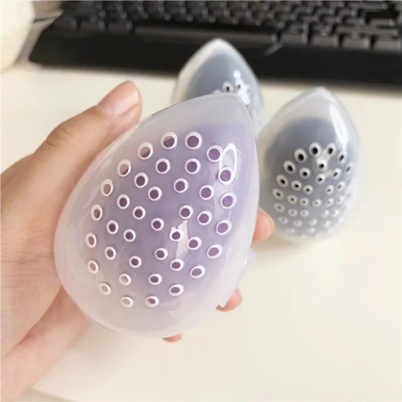 Shaped Empty Makeup Sponge Storage Box Plastic Egg Cosmetic Puff Organizer Rack Portable Makeup Blender Holder Stand Drying Box